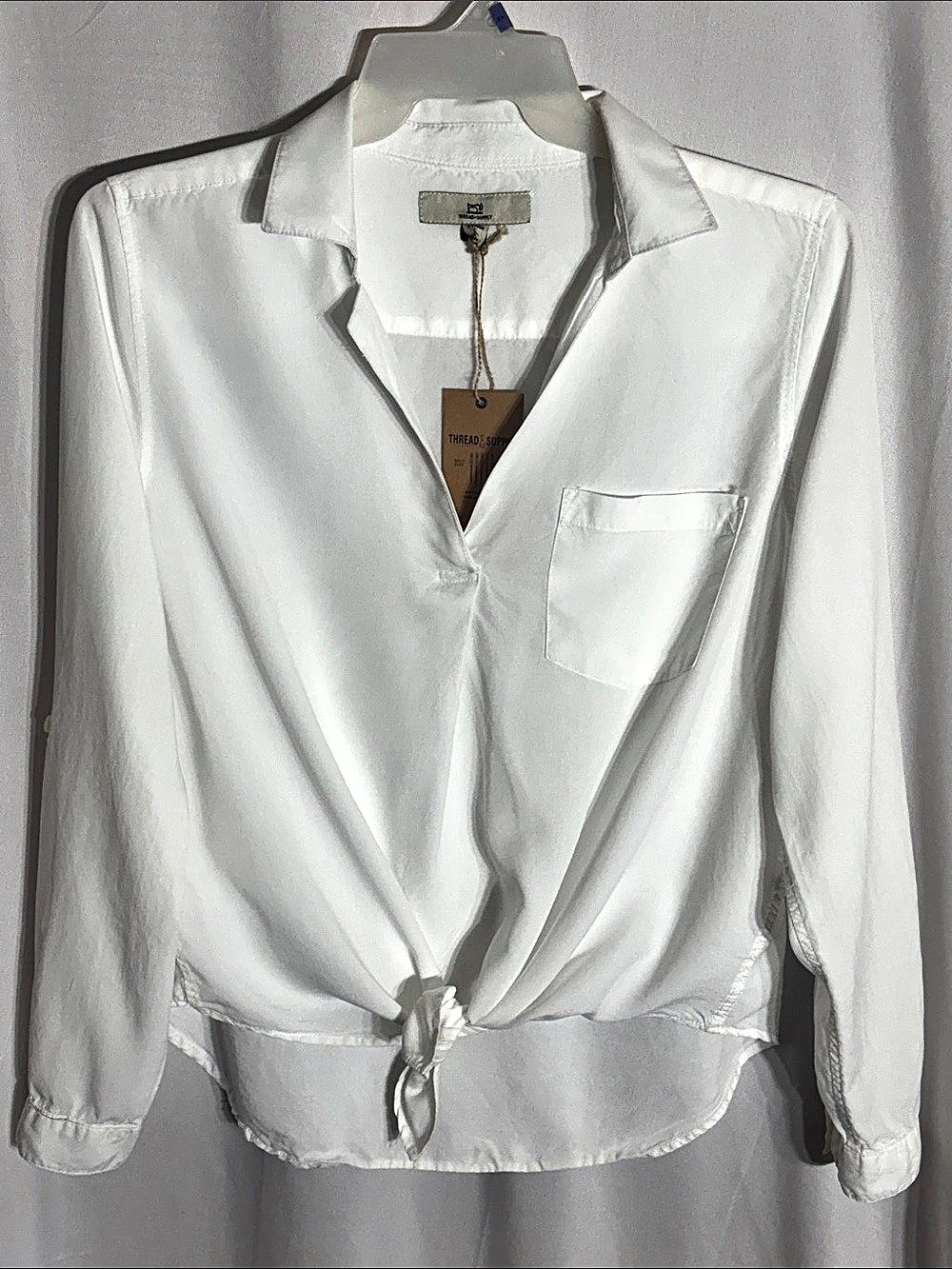 Thread & Supply Tie-Front White Blouse NWT